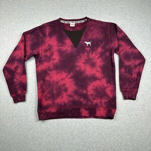 PINK Victorias Secret Sweatshirt Womens S Tie Dye Crewneck Mesh Pullover Casual‎